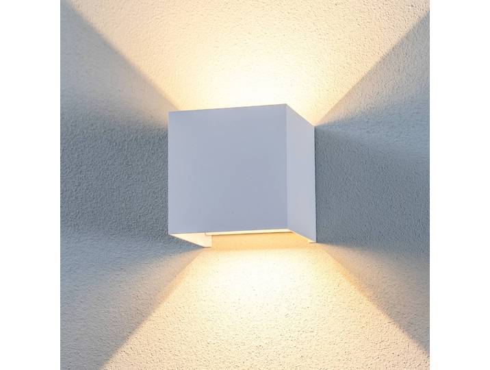 LED Aussenwandleuchte Nivar Lindby, weiß / opal, Metall, Modern, LED Wandleuchte außen