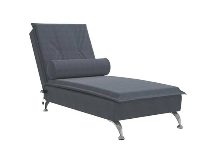 vidaXL Massage-Chaiselongue mit Nackenrolle Dunkelgrau Samt