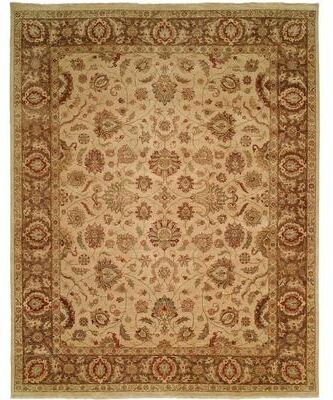 KALATY Traditional Ivory / Brown Hand-knotted Area Rug