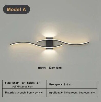 Uplifted Goods Modern Minimalist LED Wall Light Up And Down Indoor Lamp black 80cm warm White Light