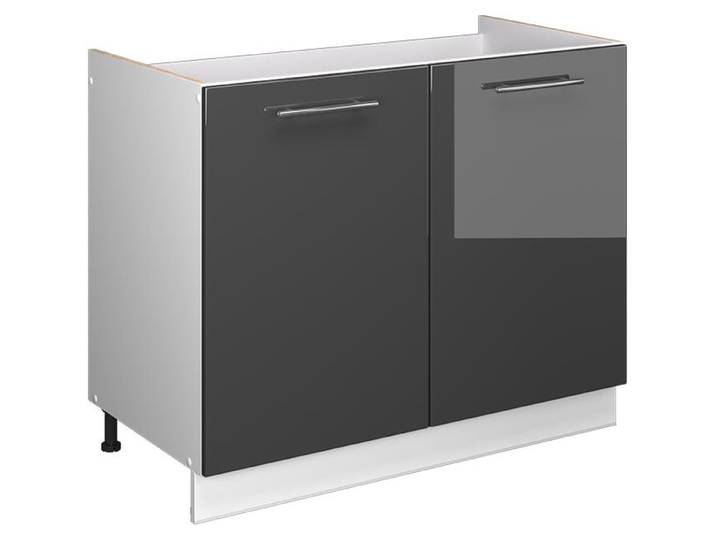 Meuble bas sous-évier Vicco Fame-Line Anthracite Haute brillance/Blanc 100cm sans PT\, Model 61587