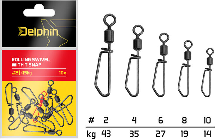 Delphin Émerillon agrafe T snap / par 10 #10/14kg Gray, Gold, Red, Beige #10/14kg