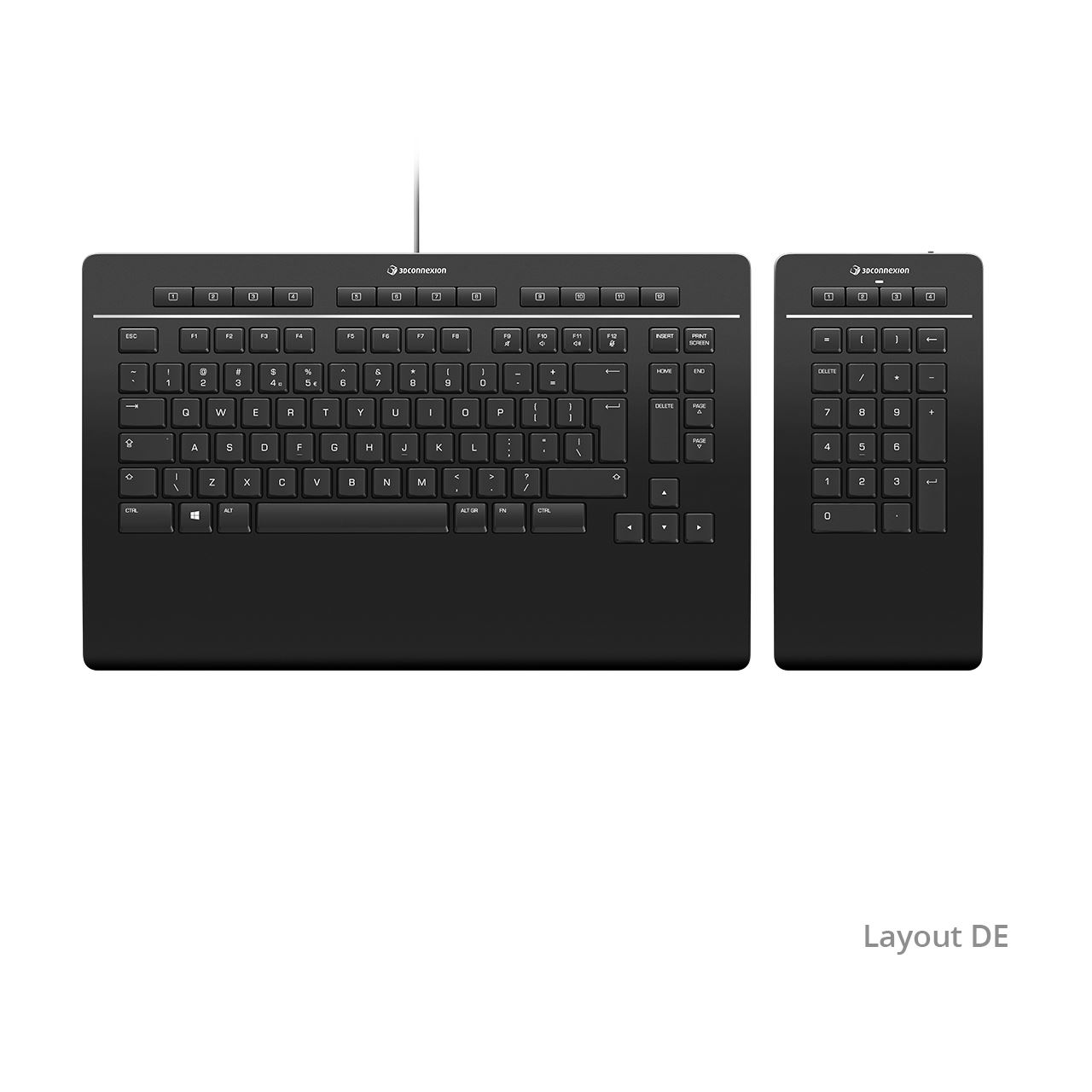 3Dconnexion Keyboard Pro mit Nummernblock USB und Bluetooth Deutsch schwarz (kabelgebunden)