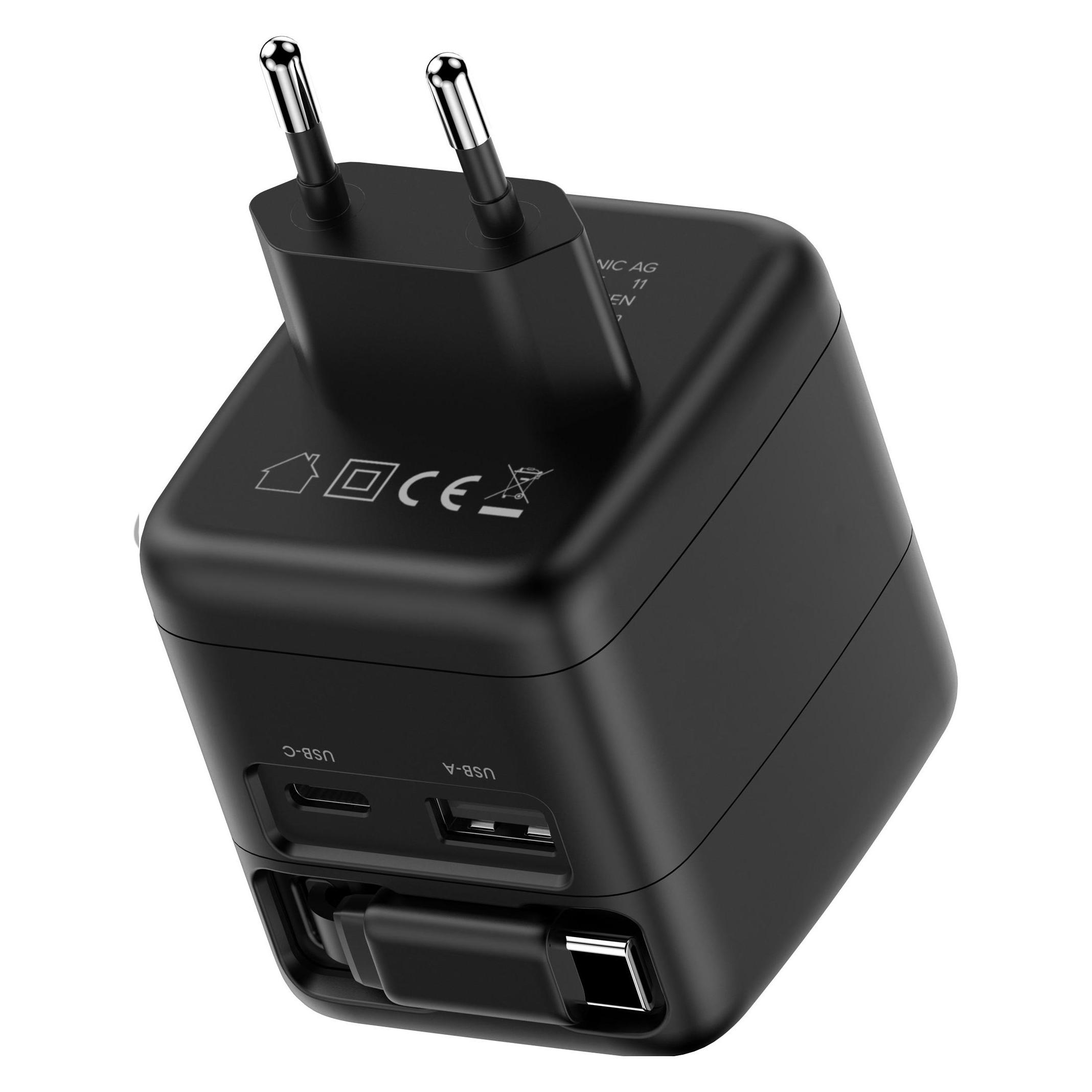 InLine USB Netzteil, 70W, GaN, USB-C PD + USB-A QC, Kabel 60cm, schwarz (70 W, 3 Ports) (31507R)