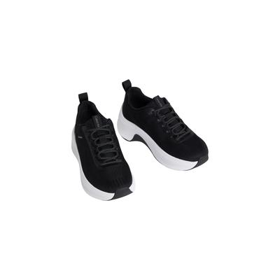 Plateausneaker CALVIN KLEIN "CHUNKY RUN CKSTRIPE LUP SP KN", Damen, Gr. 38, Textil, schwarz-weiß (schwarz), unifarben mit Farbeinsatz, Basic, Schuhe Plateausneaker, Chunky-Sneaker, Halbschuh, Schnürer mit Logoschriftzug