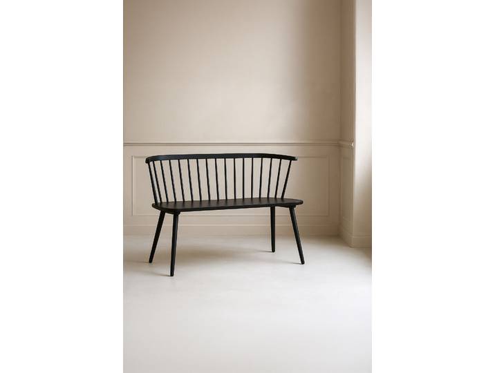 Essbank VENTURE HOME, schwarz (schwarz, schwarz), B:120cm H:77cm, FSC-zertifiziertes Holz, Massivholz, Sitzbänke, Essbank