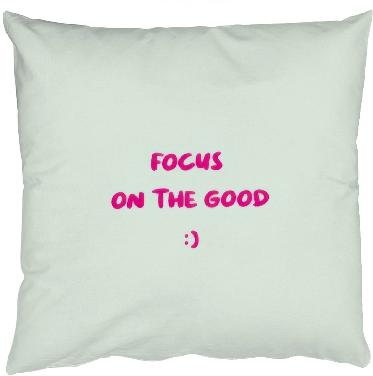 PillowMonkey Sierenkussen Focus Smiley - Beige en Roze - 45 x 45 cm