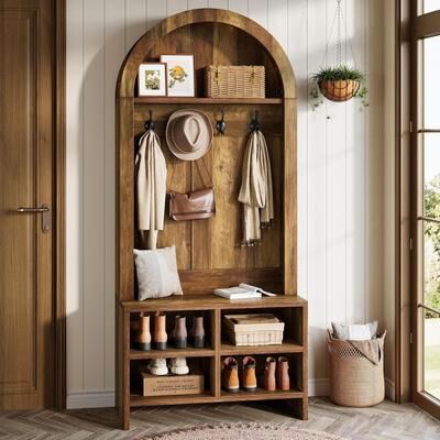 Bluebell "70.87"" H Tall Arched Hall Tree with Bench and Shoe Storage, 4-in-1 Entryway Coat Rack with 4 Hooks & Storage Cubbies"