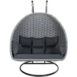 Home Deluxe 2-Sitzer Hängesessel aus Seilgeflecht Hellgrau CADEIRA
