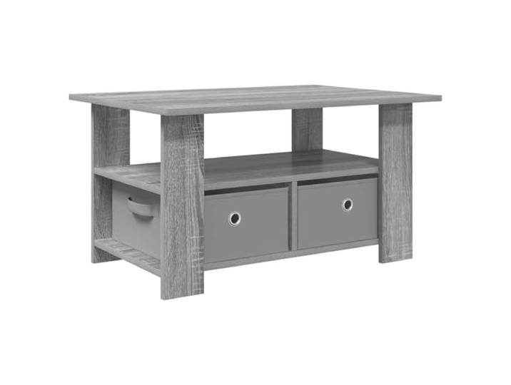 Todiikf Couchtisch Graues Sonoma 77x55x42 cm Holzwerkstoff 2 Schubladen Praktischer Wohnzimmertisch mit 3 Staufächern und kompakter Ablagefläche für Fernbedienungen, Bücher sowie Dekoration.