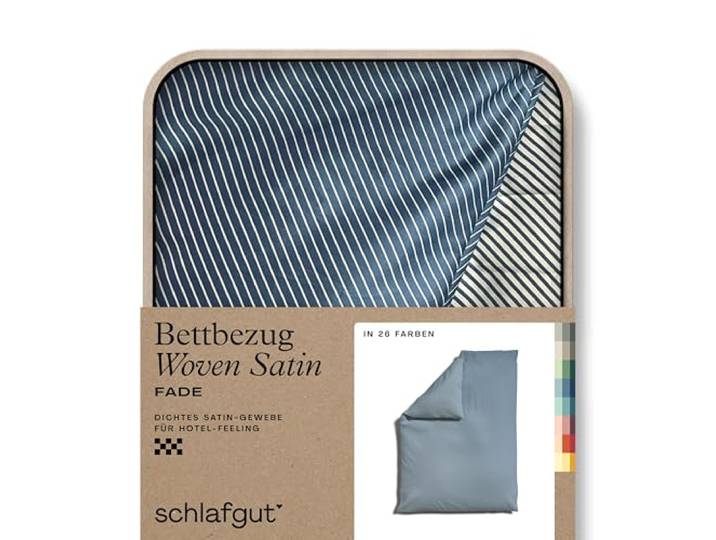 schlafgut Woven Fade Satin Bettwäsche 155x220cm gestreift Bettdecke Bezug einzeln, Gray Fade in Hotelqualität mit 100% Baumwolle