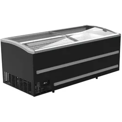CombiSteel Supermarkt Tiefkühltruhe EMDA | 2x Glasschiebedeckel + LED | 985L, HxBxT 95x187,9x95,2cm | -18/-23°C | Schwarz | + CHEFGASTRO Geschirrtuch