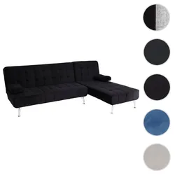 Schlafsofa HWC-K22, Couch Ecksofa Sofa, Liegefläche links/rechts Schlaffunktion 236cm ~ Samt schwarz