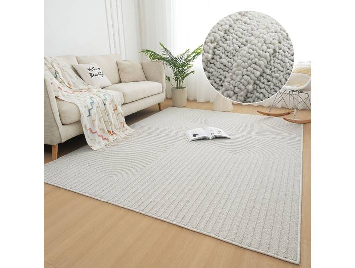 Teppich GOODPRODUCT Jola Hoch-Tief-Design, Scandi-Look, Zen Gr. 2, grau, B:80cm H:10mm L:150cm, Kunstfaser, Teppiche, Teppich, Boho, Modern, 3D, Wohnzimmer, Schlafzimmer, wasserabweisend