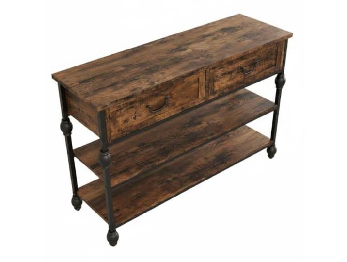 FairyLee Konsolentisch, Vintage, 2 Schubladen, 100 cm, MDF-Säule für Elegante Säulenbeine, 2 Schubladen für Kleinigkeiten, geräumige Platte, ein Eingang voller Charme