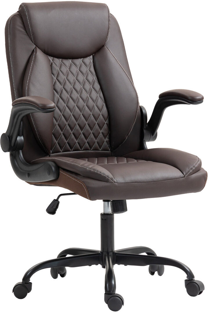 Inbox Zero PU Leather Office Desk Chair with Thick Cushion, Black Brown/Faux Leather 65cm W X 67cm D