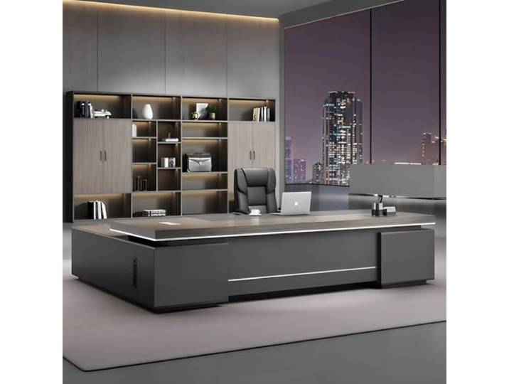 DAORBT Chefschreibtisch mit wendbarem Schrank, abschließbaren Schubladen, großer CEO-Arbeitsplatz (240 cm)