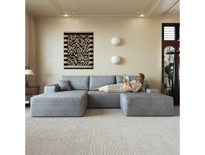 Canapé Gris Avec assise profonde Canapé modulaire moderne Avec chaise longue en forme de L 270cm Boneless Modular Ecksofa