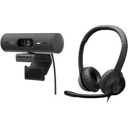 Morele Kamera internetowa Logitech Brio 500 Graphite (960-001422) + H390 (981-000406), Webcam, Schwarz