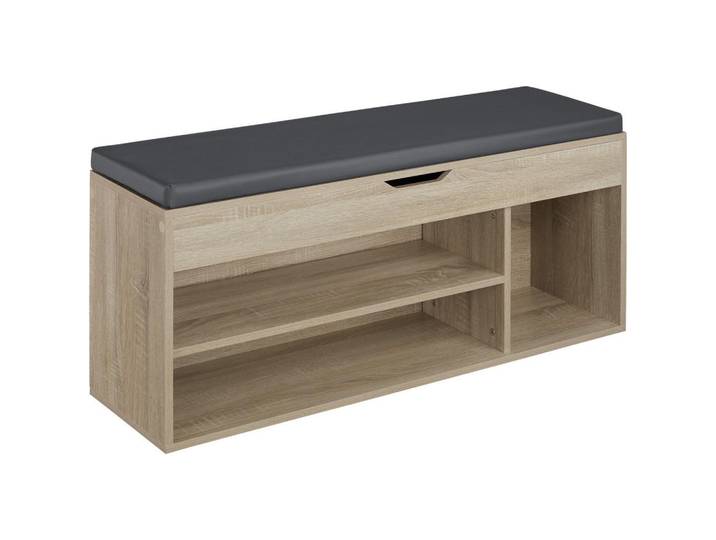 tectake Schuhbank Natalya, 104 x 30 x 49 cm, Holz hell, Eiche Sonoma, Eiche Artisan, Rechteckig, 104x49x30 cm, Garderobe, Garderobenbänke, Schuhbänke
