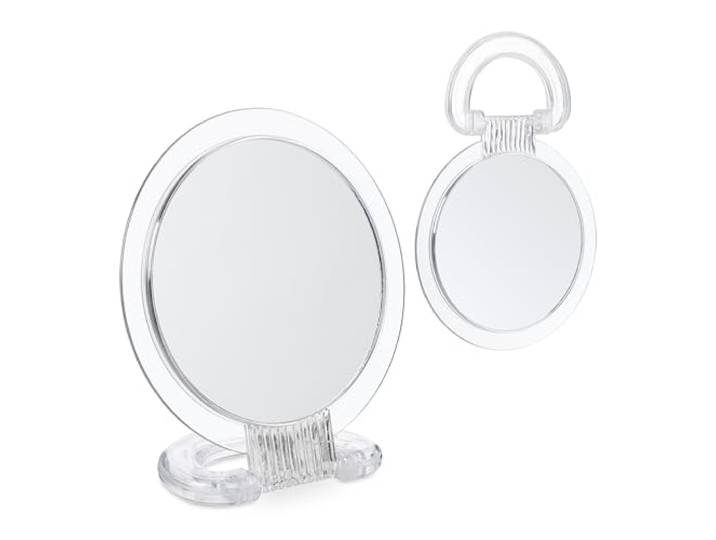 Relaxdays Miroir à poignée\, Lot de 2\, Deux Faces\, grossissement x2\, à Suspendre & Poser\, Transparent