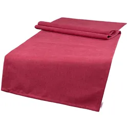 XL-TISCHLÄUFER FarbTon Chenille-Haptik himbeer-rot 220/40 cm