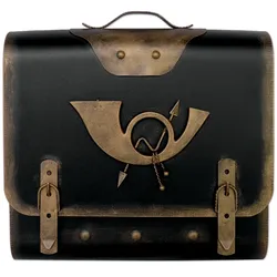 HMF 511Briefkasten Alter Schulranzen mit Posthorn PH3, 40 x 40 x 9 cm, Gold