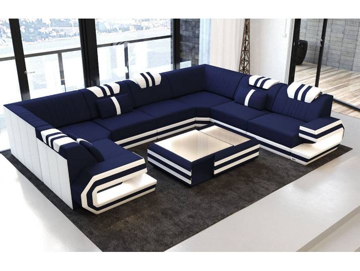 Wohnlandschaft Ragusa U-Form aus Stoff