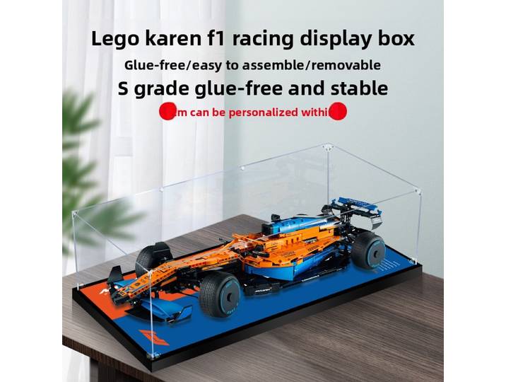 Boîte d'affichage en acrylique adaptée au boîte d'affichage Lego 42141 McLaren formule F1, figurine de course, couvercle transparent anti-poussière