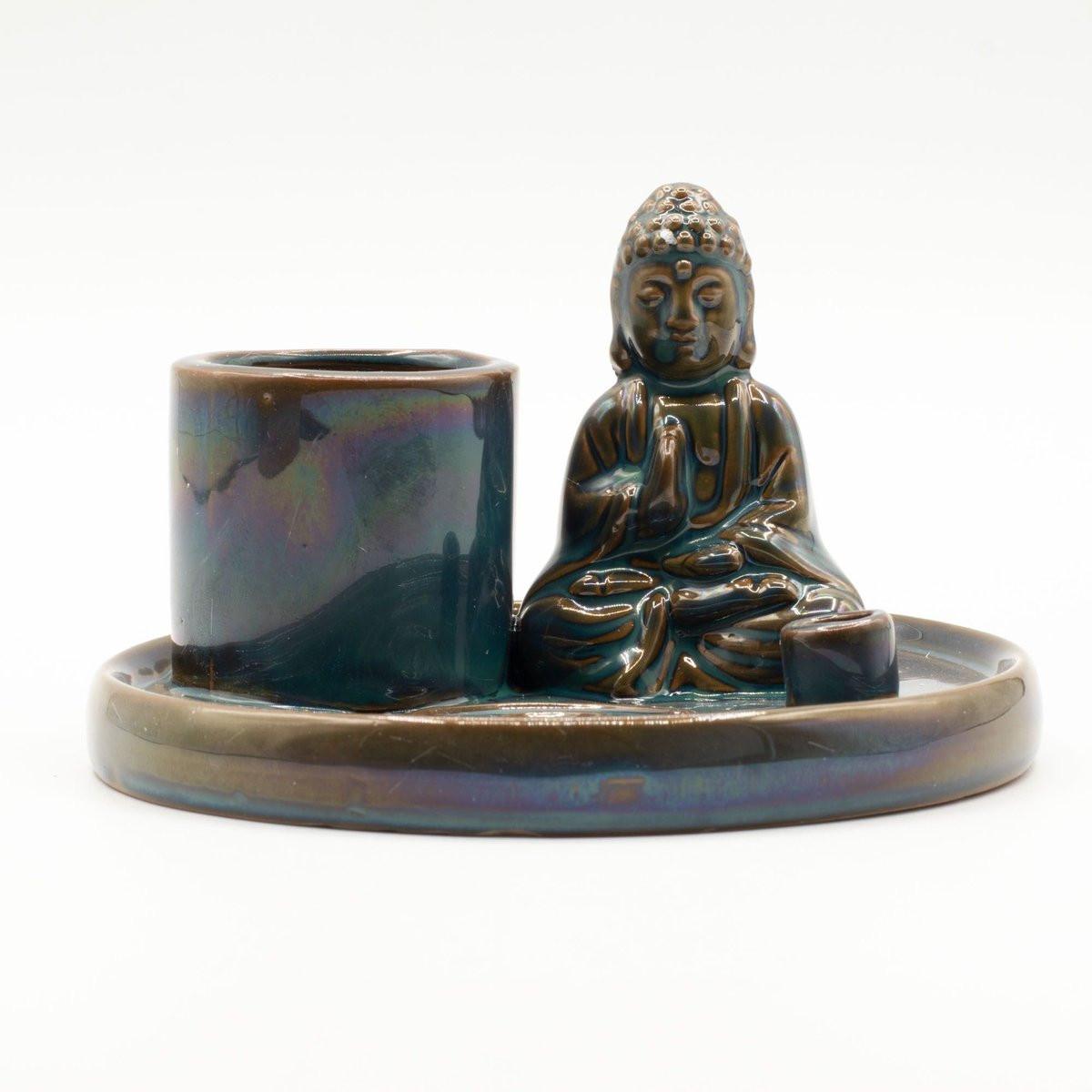 Ancient Wisdom Multifunctioneel Boeddha wierookplaatje - Keramiek Blauw