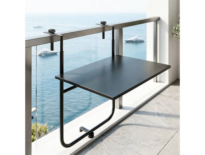 Outsunny Table Balcon Suspendue Métal Réglable - Noir
