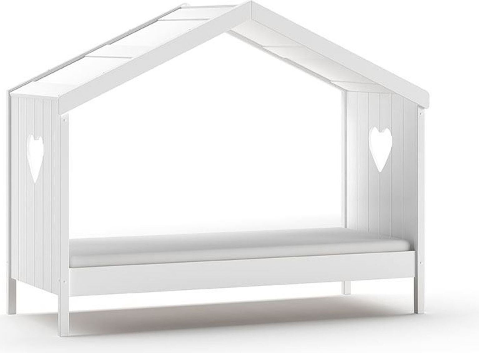 Hausbett Kamila 1 213x99x172 Kinderbett Einzelbett Massivholz+MDF Weiß