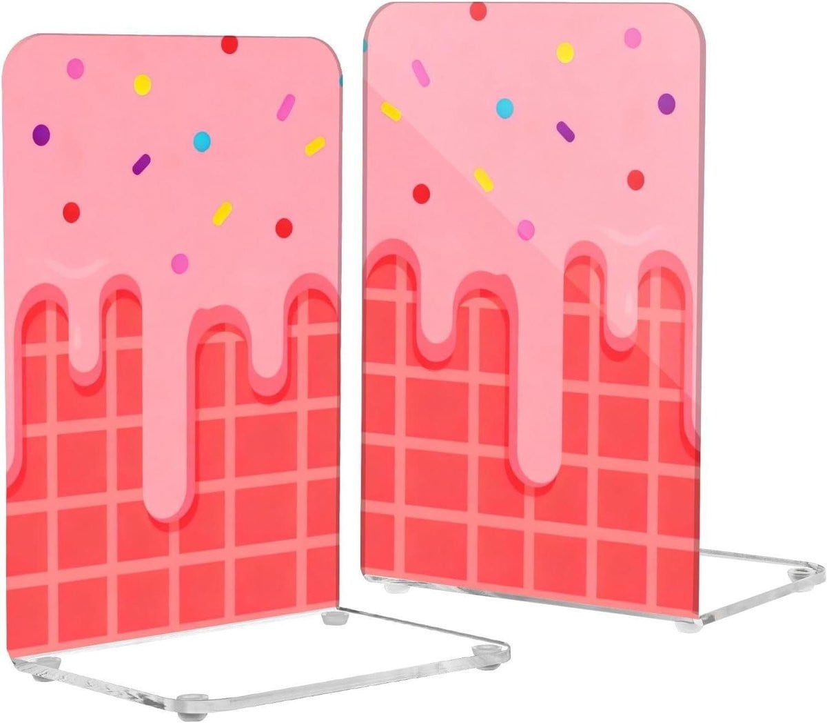 Acryl Boekensteunen Einden - 2 stuks - Roze