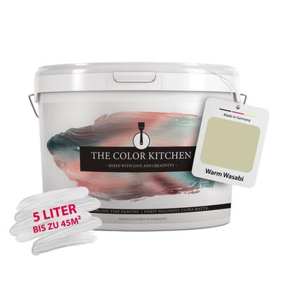 Wand- und Deckenfarbe A.S. CRÉATION "Seidenmatt Innenfarbe THE COLOR KITCHEN", grün (tck4001 warm wasabi), 5 l 5ml, Farben, für Wohnzimmer Schlafzimmer Flur Küche, versch. Grüntöne