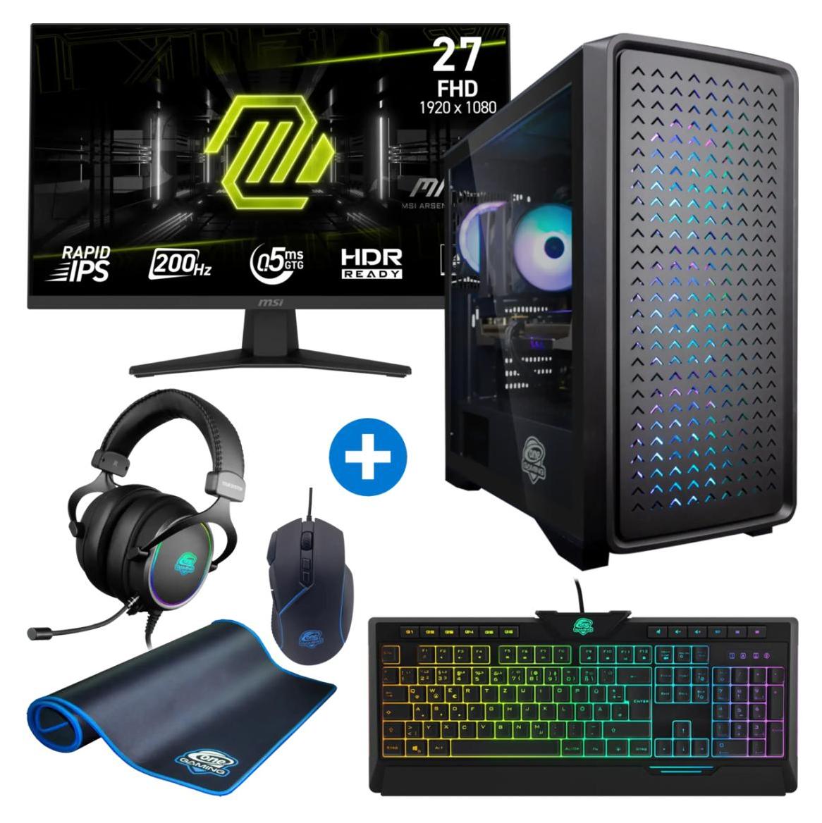 ONE GAMING Gaming PC Next Level Complete - Ryzen 5 5500 - RX 9060 - 480 GB NVMe - 16GB RAM - Win11