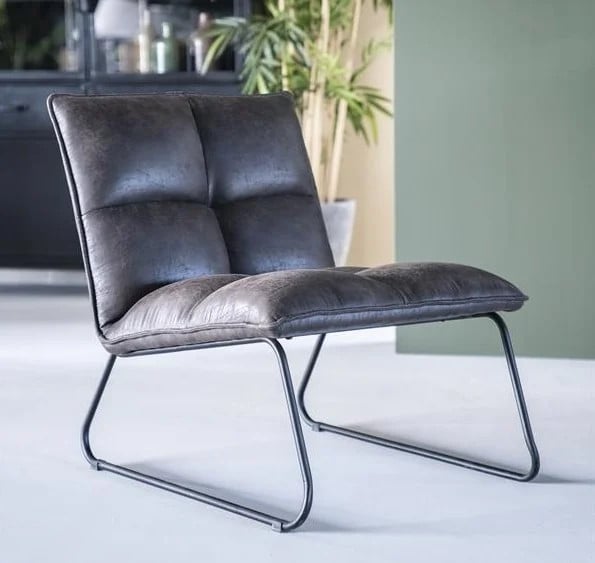 Eleonora Fauteuil Ruby - Antraciet - Faux leather