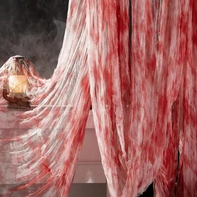 Inspired Finds Black Creepy Halloween Gauze Cloth For Haunted House, Window, Table And Wall Decorations bloodstain