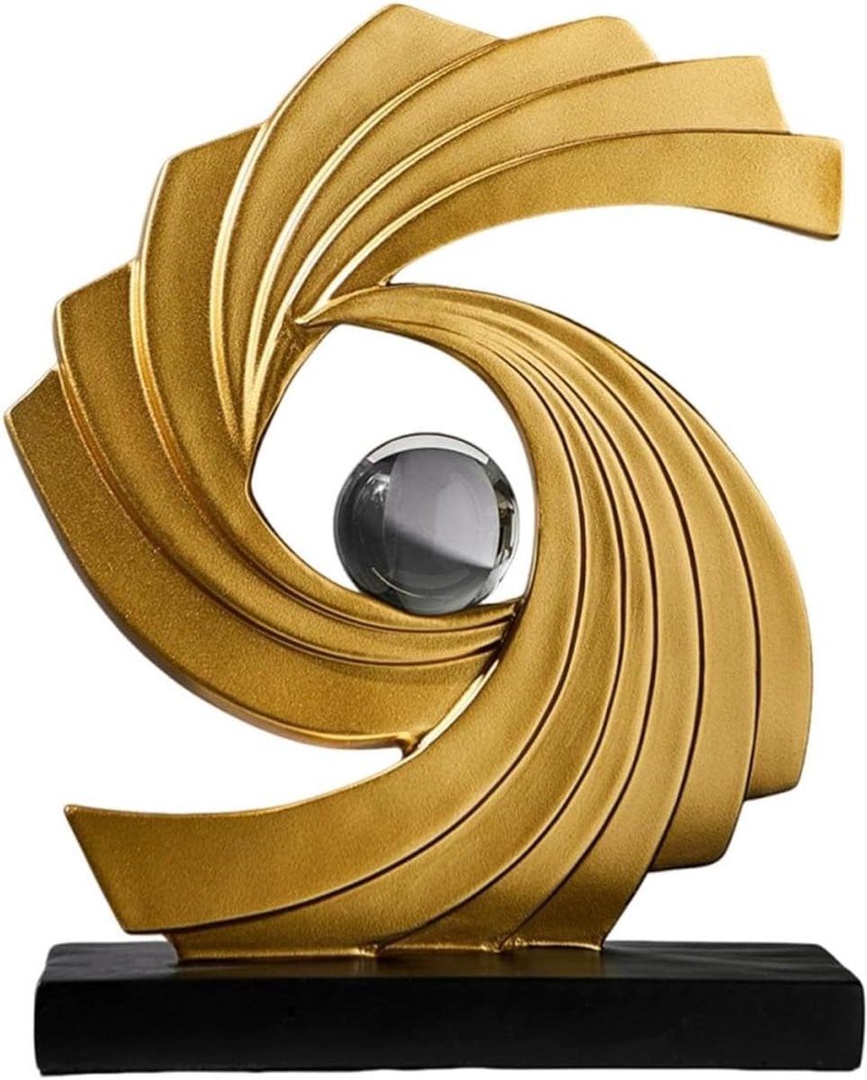 Abstract Kunstbeeld Goud - Artistiek Ornament voor Tafeldecoratie van Hars
