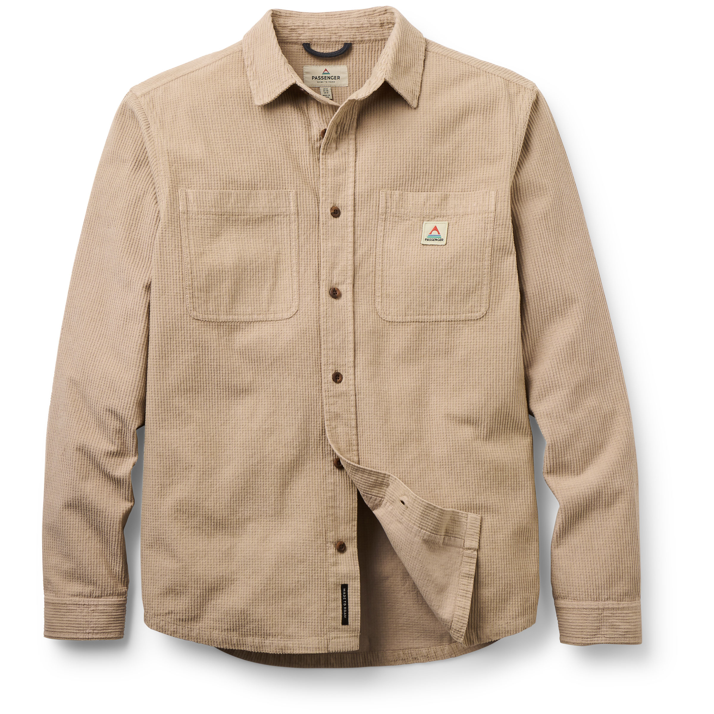 Passenger Backcountry Grid Cord Herren Hemden beige Größe S Lifestyle Widerstandsfähig