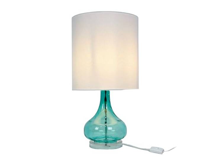 Relaxdays Tischlampe, Glasfuß & Stoffschirm, E27, H x D: 62 x 30,5 cm, Tischleuchte mit Kabel, Wohnzimmer, Farbwahl