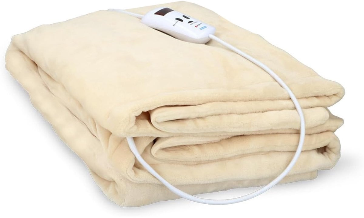 Zachte fleece plaid fleece deken voor volwassenen - Beige
