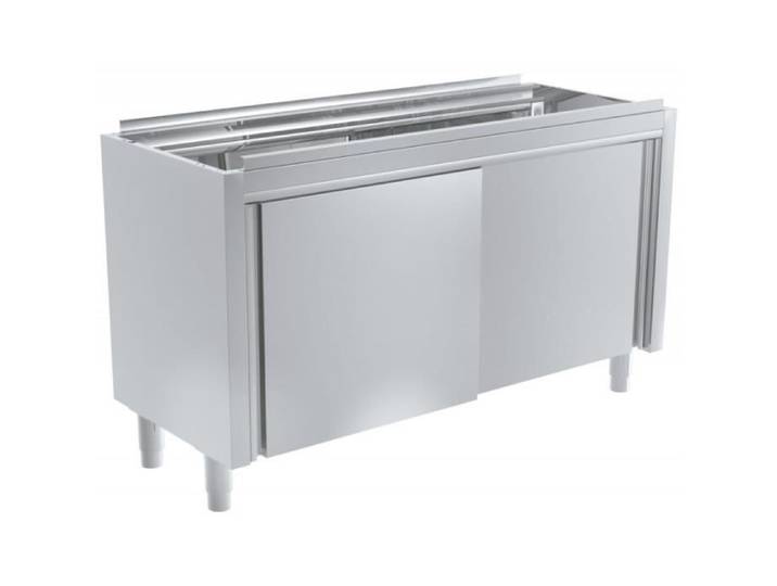 Meuble Inox avec Portes Coulissantes pour Plan de Travail avec Bac - Gamme 700 - Distform - l1800- L1- P- h- Acier Inoxydable