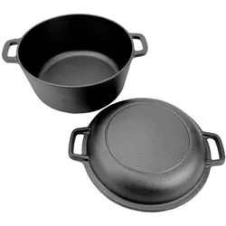 All'Grill, Grillgeschirr, 2in1 Gusseisen Topf und Pfanne mit 2 Griffen Ø 26 cm