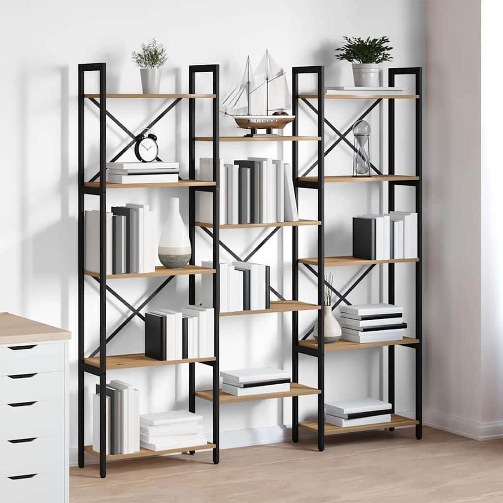 Latitude Run 167 cm H x 156 cm W Steel Bookcase Light Brown 167cm H X 156cm W X 25cm D