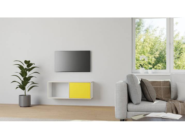 Hängeregal mit bunter Front Multiplex Multiplex Weiß