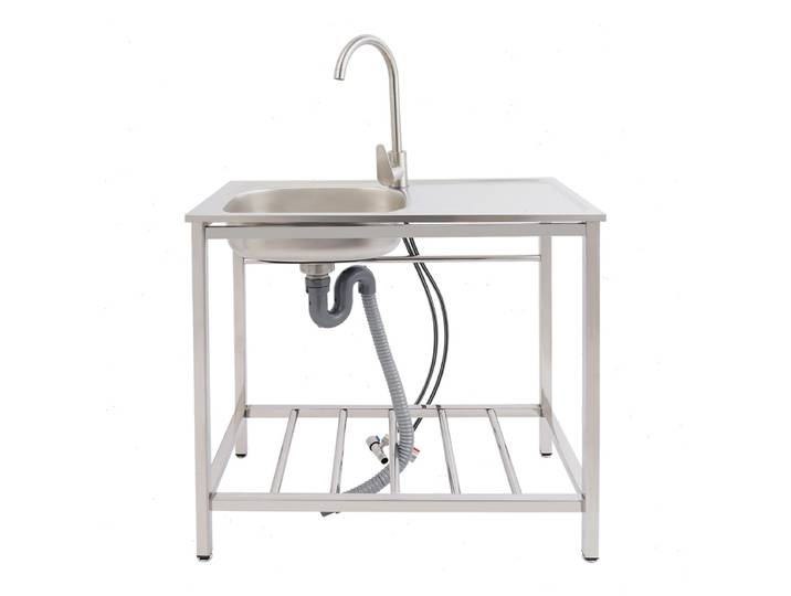 Évier utilitaire, évier de cuisine commercial autoportant avec plan de travail et robinet pour cuisine, restaurant, buanderie 75x40*75cm