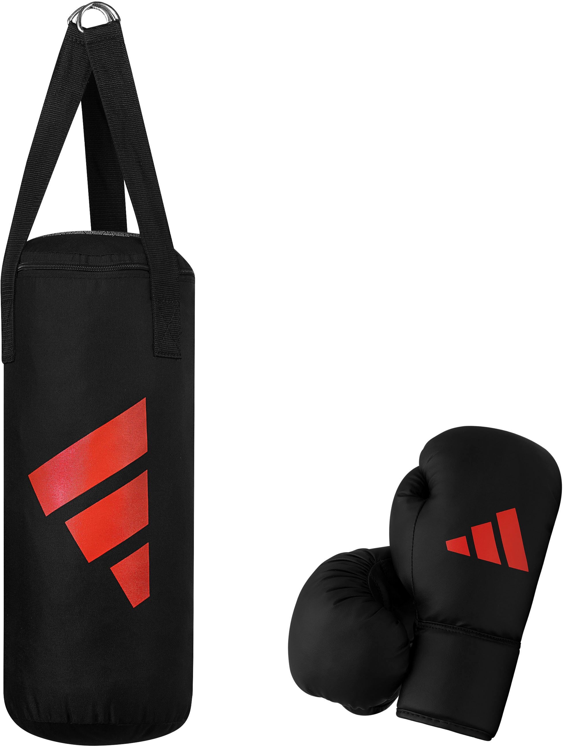 Boxsack ADIDAS PERFORMANCE "Junior Box-Pack", schwarz (schwarz, rot), Boxsäcke, B/H/L: 19cm x 43cm x 19cm, Boxsack, B:19cm H:43cm L:19cm Ø:19cm schwarz, rot B/H/L: 19cm x 43cm x 19cm