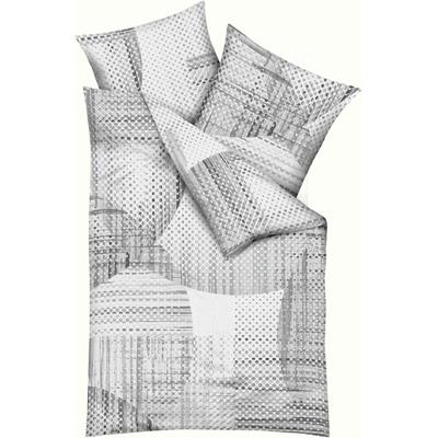 Bettwäsche KAEPPEL "Supreme", silber, B/L: 140cm x 200cm, 1 Stk., 1 Stk., Mako-Satin, B/L: 70cm x 90cm, 2 Stk., Mako-Satin, Obermaterial: 100% Baumwolle, Bettwäsche, Bettwäsche, mit graphischem Print