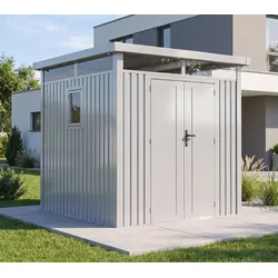 WESTMANN SIGNATURE Plana 530 | Metall Gerätehaus mit Flachdach | Hellgrau | 2,3x2,3 m - Grau