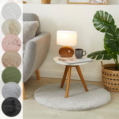 Fellteppich LUXOR LIVING "Novara", silber, H:25mm Ø:80cm, Kunstfaser, Teppiche, Fellteppich, Kunstfell, Kaninchenfell-Haptik, besonders weicher Hochflor